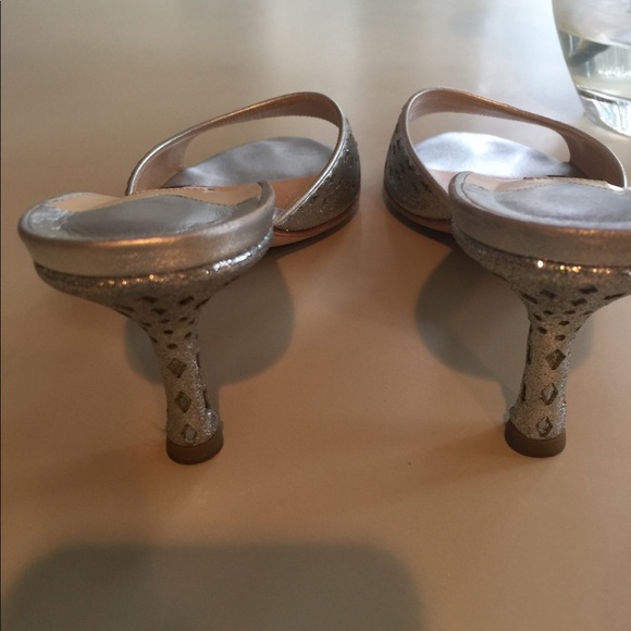 Jimmy Choo Silver Laser Cut Sparkle Slides - Picture 3 of 6